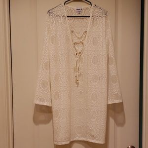 White Lace swim coverup tunic